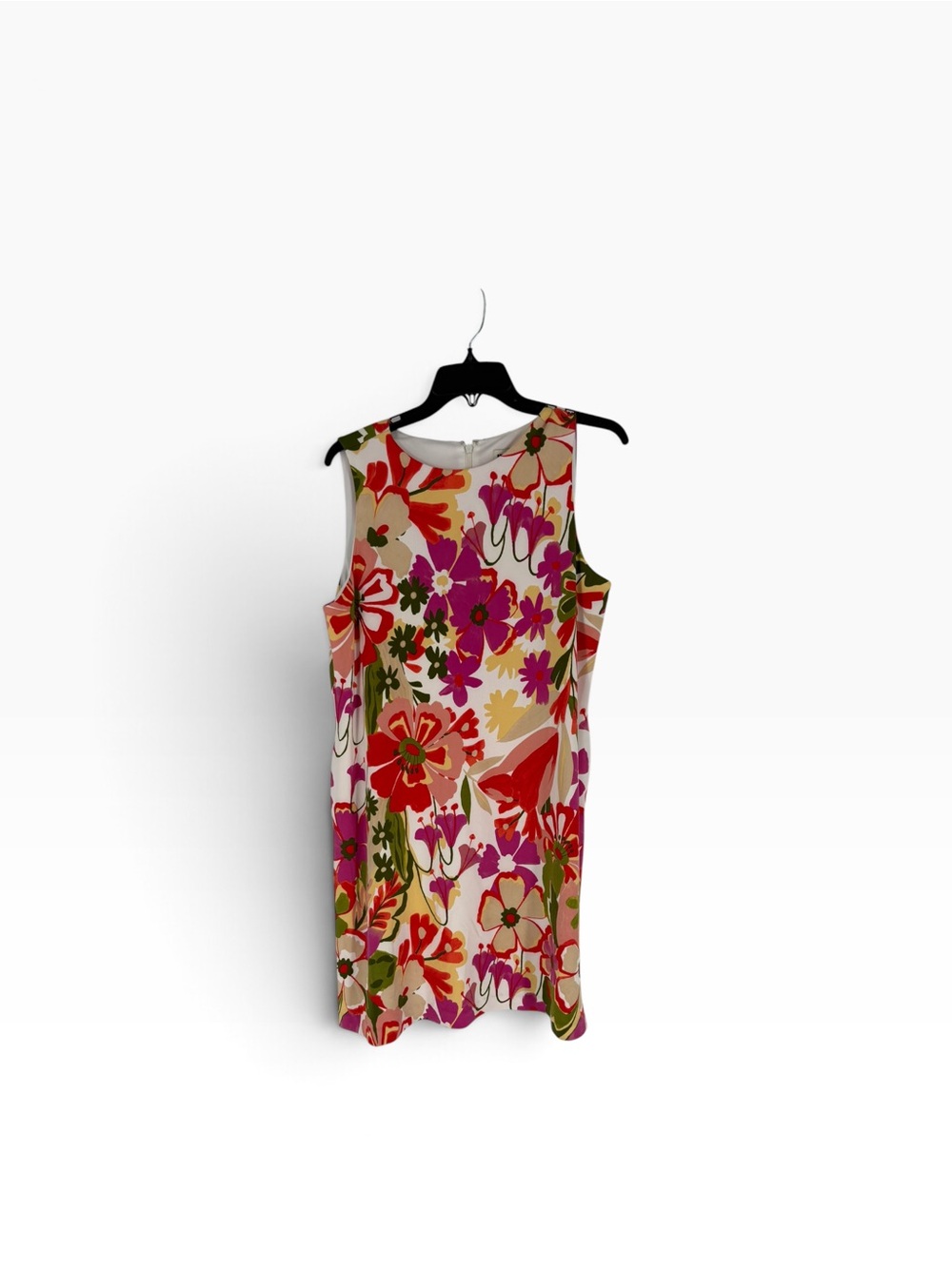 New Anne Klein Cream Shift Dress with Pink, Red & Green Floral Print size 10 - Picture 2 of 5